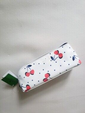 Kate Spade New York Cherry Print Pencil Case NWT Makeup Bag